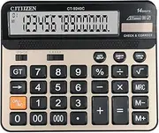 [PUNGLTD] Large Mechanical Calculator, Dual Power Desk Calculator, 14 Digit Big Buttons, Extra Large 5In LCD Display, Champaign Gold