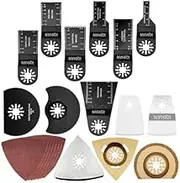 Oscillating Tool Blades, Oscillating Saw Blades with Sanding Pad, Premium Multi-Tool Accessory Kits for Wood Plastics Metal Compatible with Fein Makita Milwaukee, Worx, and More (24 PCS)