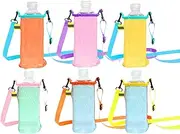 Water Bottle Carrier - Portable Bottle Carrier for Travel - Set of 6 Drinking Container Carrying Pouch with Adjustable Strap for Cycling Climbing Hiking
