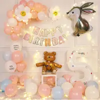 在飛比找momo購物網優惠-韓系ins風粉色寶寶周歲生日氣球桌飄組1組(生日氣球 派對 
