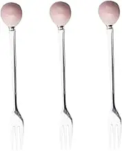 STOBAZA 6pcs Pink Ceramic Handle Dessert Forks Stainless Steel Mini Tableware for Cake Ice Home Use Ergonomic Design for Serving Treats