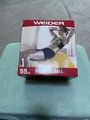 Weider Fitness Ball 55cm Yellow Latex Free With Hand Pump & Exercise Chart New
