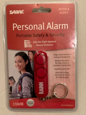 SABRE Personal Self-Defense Safety Alarm on Key Ring - 110db LOUD Siren