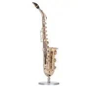 Miniature Copper Saxophone Model With Stand Mini Musical Instrument Ornament