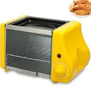 Electric Mini Oven, 2-in-1 Electric Countertop Cooker, with Warming Function and Timer, Even Heating, 220W Kitchen Table Top Grill Ovens for Roasting, Baking, and Reheating with Baking Tray Yellow