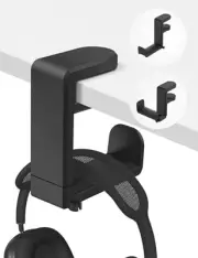 Headphone Hook - Under Desk Headphone Holder with 360-Degree Adjustable Black