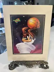 Vintage Space Jam Matted Print Taz 90s Tasmanian Devil Wall Art