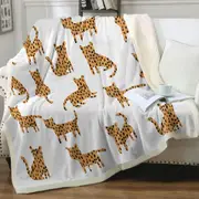 Simple Cheetah Cute Drawing Pattern Throw Blanket