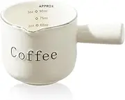 Espresso Cups Ceramic with Handle, Measuring Cup with Dual Scale, Espresso Shot Glass with V-Shaped Mouth, 3 OZ Espresso Accessories