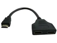 在飛比找Yahoo!奇摩拍賣優惠-SAFEHOME HDMI一分二線，一公轉兩個母口轉接線，標