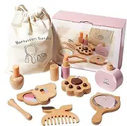 Pretend Makeup Sets for Girls - Wooden Make Up Toy Set | Kids Make Up Set | Preschool Learning Girls Playset,Pretend Play Makeup Kit for Toddler & Little Girls Aged 4-6, Fake Beauty Toys for Kids