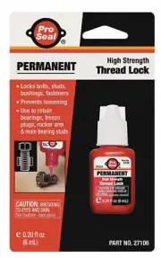 Pro Seal Permanent Threadlocker,6mL Bottle,Red 27106