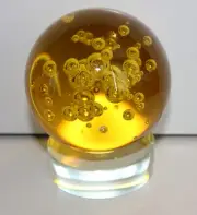 3" Glass Paperweight Ball with Bubbles, with Base for display Housewarming Gift
