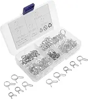100Pcs Double Wire Spring Hose Clips Adjustable Stainless Steel Tube Clamps for Hose Lines Silicone Tubes Water and Air Pipes Durable and Versatile Spring Mechanism