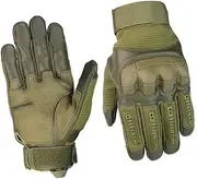 [Parliky] Mens Hiking Gloves Half Finger Design Waterproof Warm Gloves for Cycling Breathable and Touch Screen Size Army Green