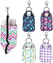 Four Little Gooses 5 Dual-Sided Hand Sanitizer Keychain Holder & Keychain Chapstick Holder, Travel Bottle Keychain Holders, Lipstick Holder