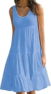 [Generic] Sundresses for Women 2025 Sleeveless Cute Petite Mini Dress Tiered Summer Flowy Boho Sundress Beach Wear