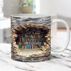 White 3D Bookshelf Mug Creative Book Lovers Coffee Mug A Library Shelf Cup