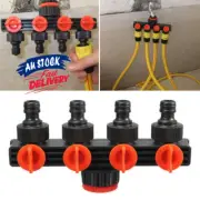 4 Way w/Control Valve End Connectors Adaptor Splitter 1/2" Garden Hose Water Tap