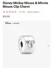 Authentic Pandora #790111C01 Disney Mickey & Minnie Mouse Clip Charm with CZ