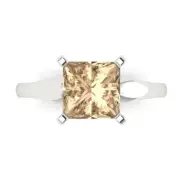 2.5 ct Princess Cut Yellow Moissanite Wedding Bridal Promise Ring 14k White Gold