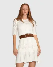 [Belle & Bloom] Everbloom Crochet Mini Dress - Cream