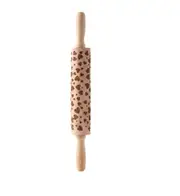 Carved rolling pin with Christmas print roll dough baking tools Heart