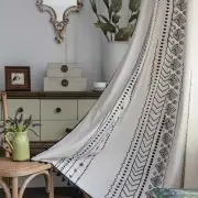 Bohemian Ethnic Style Curtain Cotton Linen Thin Window Geometry Printing Curtain