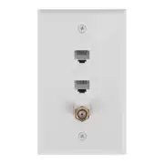 Ethernet Coax Wall Plate,2 Port Cat6 RJ45 and 1 Port F Type Connector Coax8226