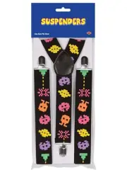 ARCADE SUSPENDERS (1) Party Supplies 80's Dress up Costume Arcade Games