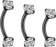 [ESHIONER] G23 Titanium Rook Piercing Jewellery Banana Eyebrow Barbell Helix Labret Piercing Lip Piercing Daith Belly Bar Silver Gold Ball Curved Barbell 6 mm 8 mm 10 mm 16G Pack of 3