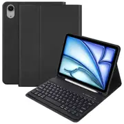 With Pencil Holder For Apple iPad Air 13 2024 Wireless Bluetooth Keyboard Case Leather Smart Cover (Black)