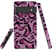 For Google Pixel 6 Pro Case Tough Protective Cover Magenta Leopard Pattern