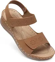 [SHIBEVER] Flat Sandals for Women Dressy: Comfortable Flats Sandals Women Open Toe Ankle Strap Walking Shoes Summer