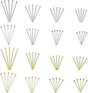 Pandahall 1600Pcs/Box Brass Ball Head Pins & Iron Flat Head Pins Set Golden & Platinum Eye Pins for Beading Jewelry Making