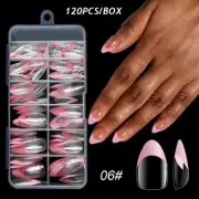 120Pcs Pointy Wearable Fake Nails French Nail Extension Transparent Acrylic B