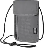 [Likesing] Family Passport Holder Neck Pouch, RFID Blocking Security Lightweight Cross Body Passport Travel Wallet, Slim Neck Wallet Gifts for Women Men, Gray, Simplicity