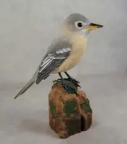 Buff-breasted Flycatcher Original Wood Carving