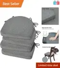 Set of 4 Non-Slip Dark Gray Chair Cushions - Machine Washable for Dining Comfort