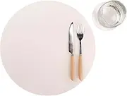 Wipeable Placemats and Coasters Leather Table Mats Waterproof Heat-Resistant Easy to Clean for Dining Table Set Kitchen Table Set of 6, White