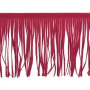 2 Yards 6 Inch PU Leather Fringe Trim DIY Tassel Fringe for Sewing, Ruby Red