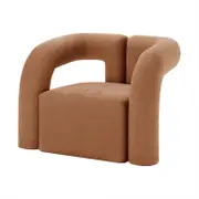 Safi Velvet Curved Accent Chair - Burnt Orange