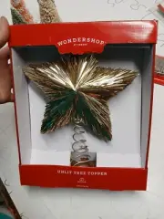 Wondershop Unlit Tree Topper Gold Star 11in H