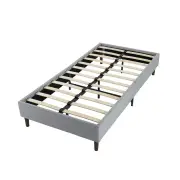 Bedframe with Wooden Slats (Light Grey) - Single