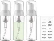 EDITBYLIBRA 60ml Travel Foam Pump Bottle-3 PCS, Empty Leak-Free,TSA Approved, Refillable Foaming Soap Dispenser,Portable Foam Dispenser Pump for Shampoo, Shower Gel, Hand Soap, Facial Cleanser (Clear)