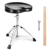 Drum Throne, 540-670 mm Height Adjustable, Padded Drum Stool Seat with Anti-Slip Feet Drumsticks 227 kg Maximum Weight Capacity, 360° Swivel Drum Chair for