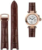 [HKIDKK] 18 * 10mm 20 * 12mm Cowhide Leather Strap Concave Brown Black Calfskin Bracelet Folding Buckle For Cartier PASHA WSPA0009 Watchband