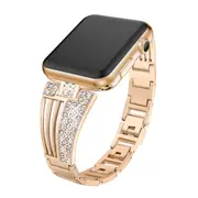Suitable For Apple Watch Fan-Shaped Stainless Steel Alloy Flash Drill Strap-38/40mm-ROSE GOLD