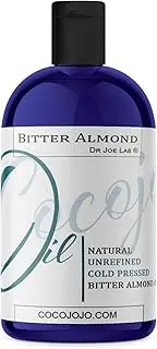 Dr Joe Lab Bitter Almond Oil - 8 oz 100% Pure, Cold Pressed, Non-GMO, Vegan, Extra Virgin, All Natural, Perfect for Body, Hair, Skin, Nails, Facial Hair, Lashes, Eyebrows - Packaging May Vary