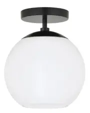 Abraham + Ivy Bartlett Matte Black Semi Flush Mount Ceiling Light With White Milk Glass